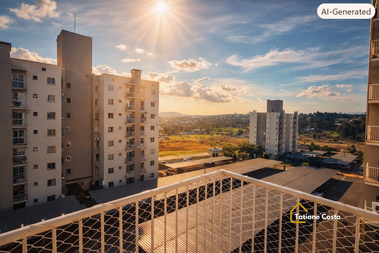 Apartamento Semi mobiliado de frente com sacada e churrasqueira